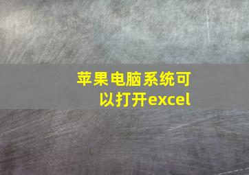 苹果电脑系统可以打开excel