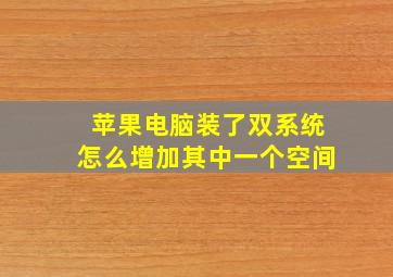 苹果电脑装了双系统怎么增加其中一个空间