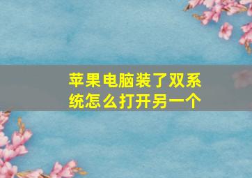 苹果电脑装了双系统怎么打开另一个