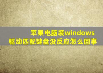 苹果电脑装windows驱动匹配键盘没反应怎么回事