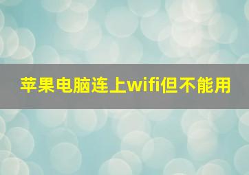 苹果电脑连上wifi但不能用