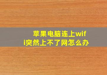 苹果电脑连上wifi突然上不了网怎么办