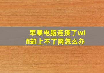 苹果电脑连接了wifi却上不了网怎么办