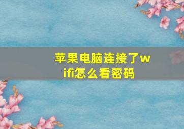 苹果电脑连接了wifi怎么看密码