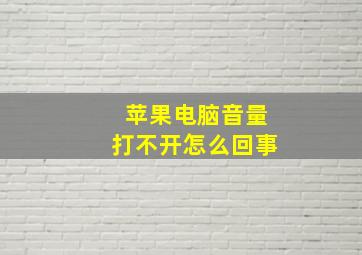 苹果电脑音量打不开怎么回事