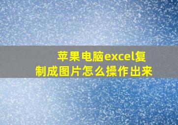 苹果电脑excel复制成图片怎么操作出来