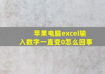 苹果电脑excel输入数字一直变0怎么回事