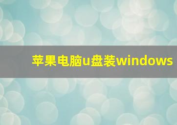 苹果电脑u盘装windows