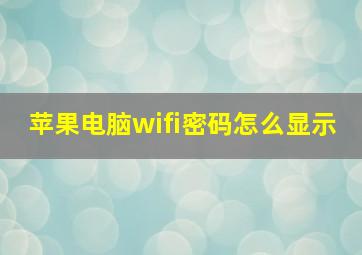 苹果电脑wifi密码怎么显示