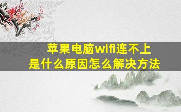 苹果电脑wifi连不上是什么原因怎么解决方法