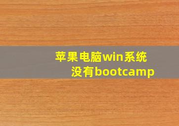 苹果电脑win系统没有bootcamp