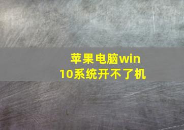 苹果电脑win10系统开不了机