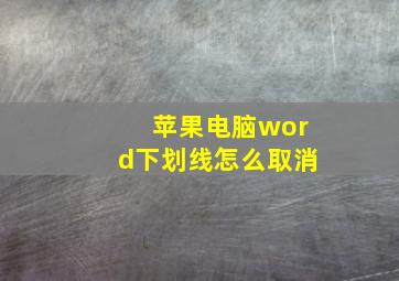 苹果电脑word下划线怎么取消