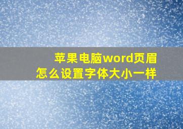 苹果电脑word页眉怎么设置字体大小一样