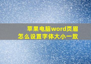 苹果电脑word页眉怎么设置字体大小一致