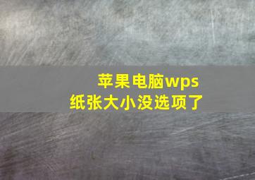 苹果电脑wps纸张大小没选项了