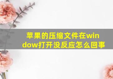 苹果的压缩文件在window打开没反应怎么回事