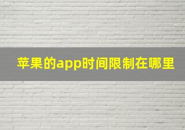 苹果的app时间限制在哪里