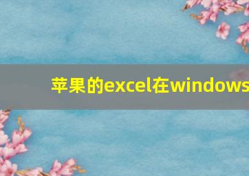 苹果的excel在windows