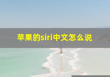 苹果的siri中文怎么说