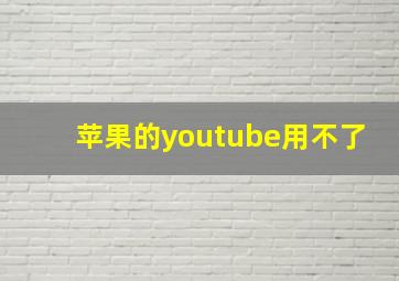 苹果的youtube用不了