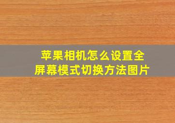 苹果相机怎么设置全屏幕模式切换方法图片