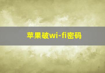 苹果破wi-fi密码