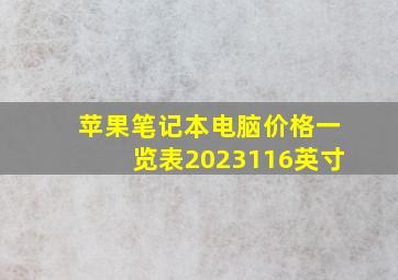 苹果笔记本电脑价格一览表2023116英寸