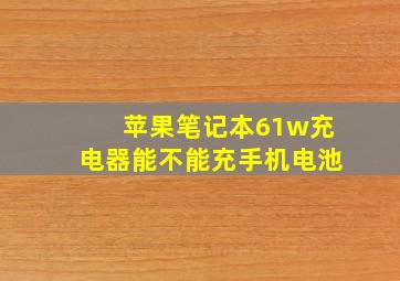 苹果笔记本61w充电器能不能充手机电池