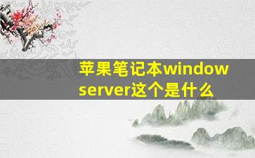 苹果笔记本windowserver这个是什么