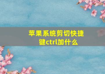 苹果系统剪切快捷键ctrl加什么