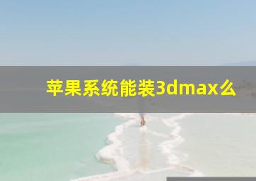 苹果系统能装3dmax么