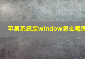 苹果系统装window怎么截图