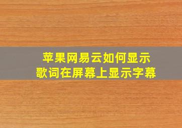 苹果网易云如何显示歌词在屏幕上显示字幕