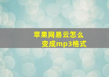 苹果网易云怎么变成mp3格式