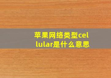 苹果网络类型cellular是什么意思