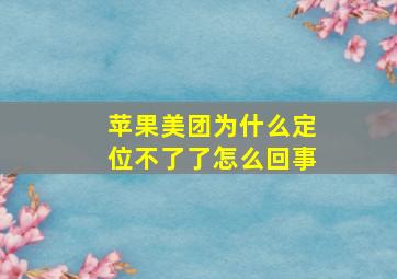 苹果美团为什么定位不了了怎么回事