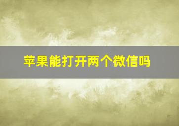 苹果能打开两个微信吗