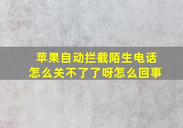 苹果自动拦截陌生电话怎么关不了了呀怎么回事