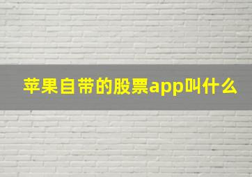 苹果自带的股票app叫什么