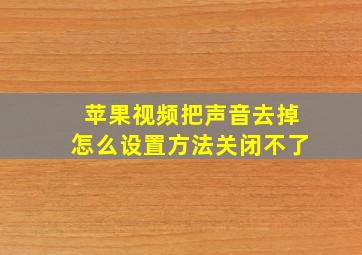 苹果视频把声音去掉怎么设置方法关闭不了