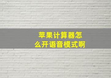 苹果计算器怎么开语音模式啊