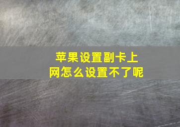 苹果设置副卡上网怎么设置不了呢