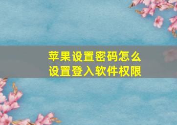 苹果设置密码怎么设置登入软件权限