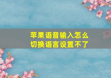 苹果语音输入怎么切换语言设置不了