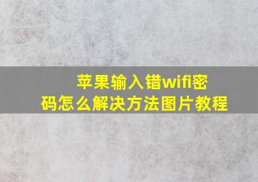 苹果输入错wifi密码怎么解决方法图片教程