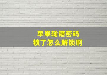 苹果输错密码锁了怎么解锁啊