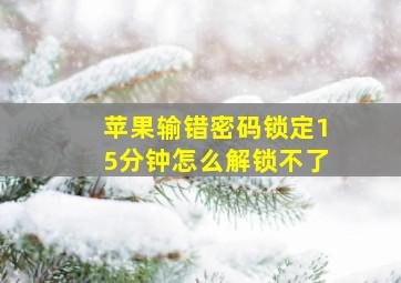 苹果输错密码锁定15分钟怎么解锁不了