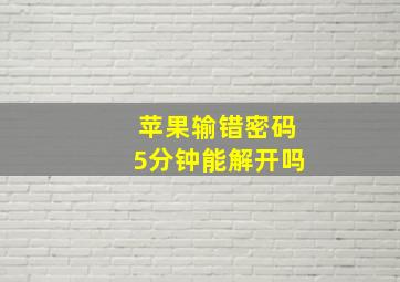 苹果输错密码5分钟能解开吗