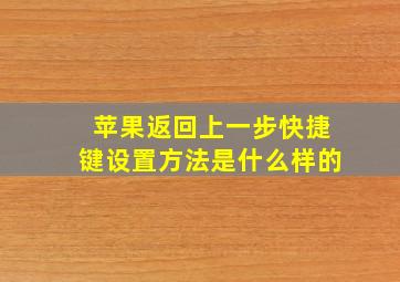 苹果返回上一步快捷键设置方法是什么样的